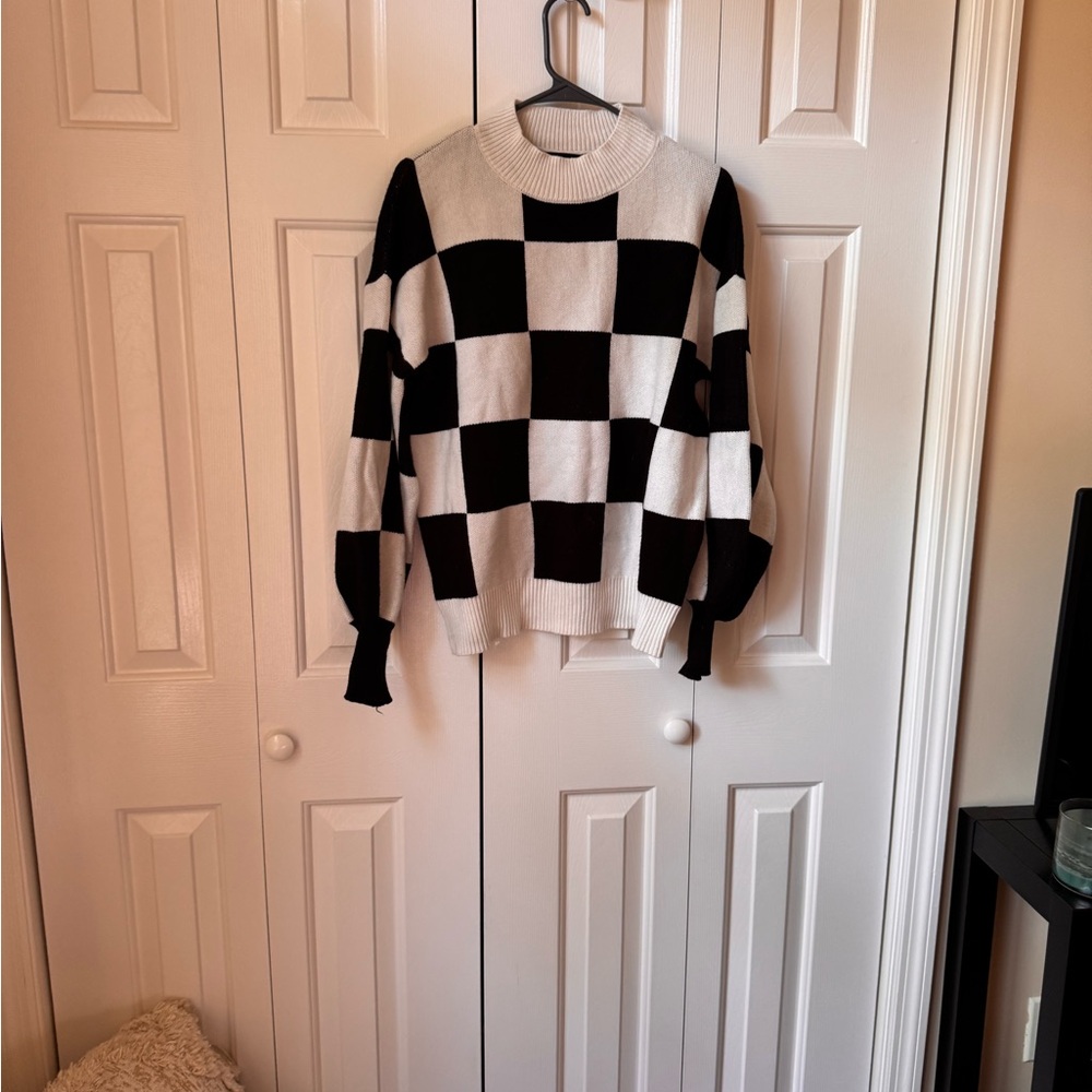 Black and White Checkered Sweater